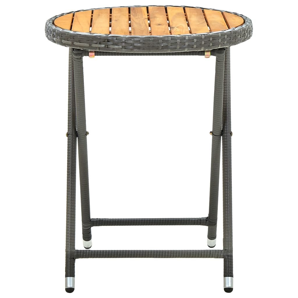 vidaXL Mesa de chá 60 cm vime PE e madeira de acácia maciça cinzento