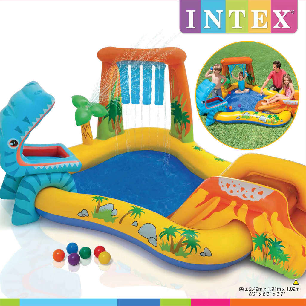 Intex Piscina insuflável Dinosaur Play Center 249x191x109 cm 57444NP