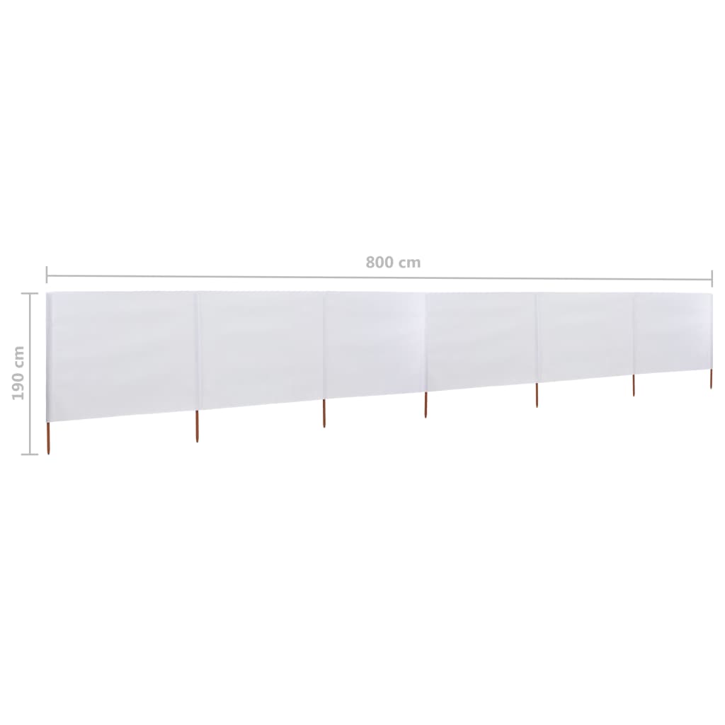 vidaXL Para-vento com 6 painéis em tecido 800x160 cm cor areia branco