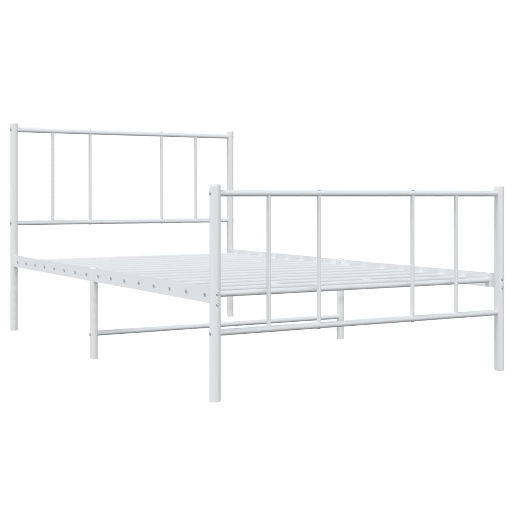 vidaXL Estrutura de cama com cabeceira e pés 75x190 cm metal branco