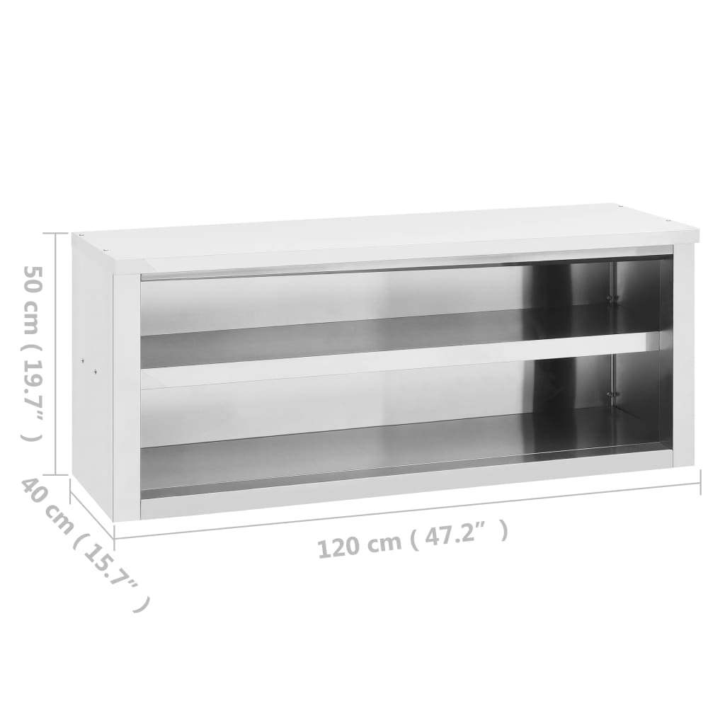 vidaXL Móvel de parede para cozinha 120x40x50 cm aço inoxidável