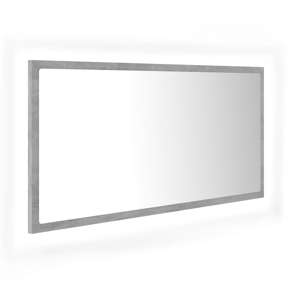 vidaXL Espelho casa de banho c/ LED 90x8,5x37cm acrílico cinza cimento
