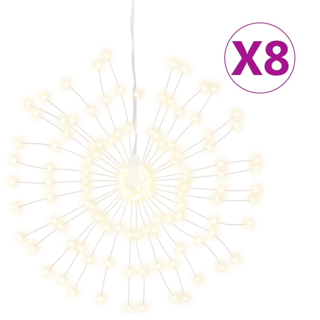 vidaXL Iluminações estrelares Natal 140 LEDs 8 pcs 17 cm branco quente