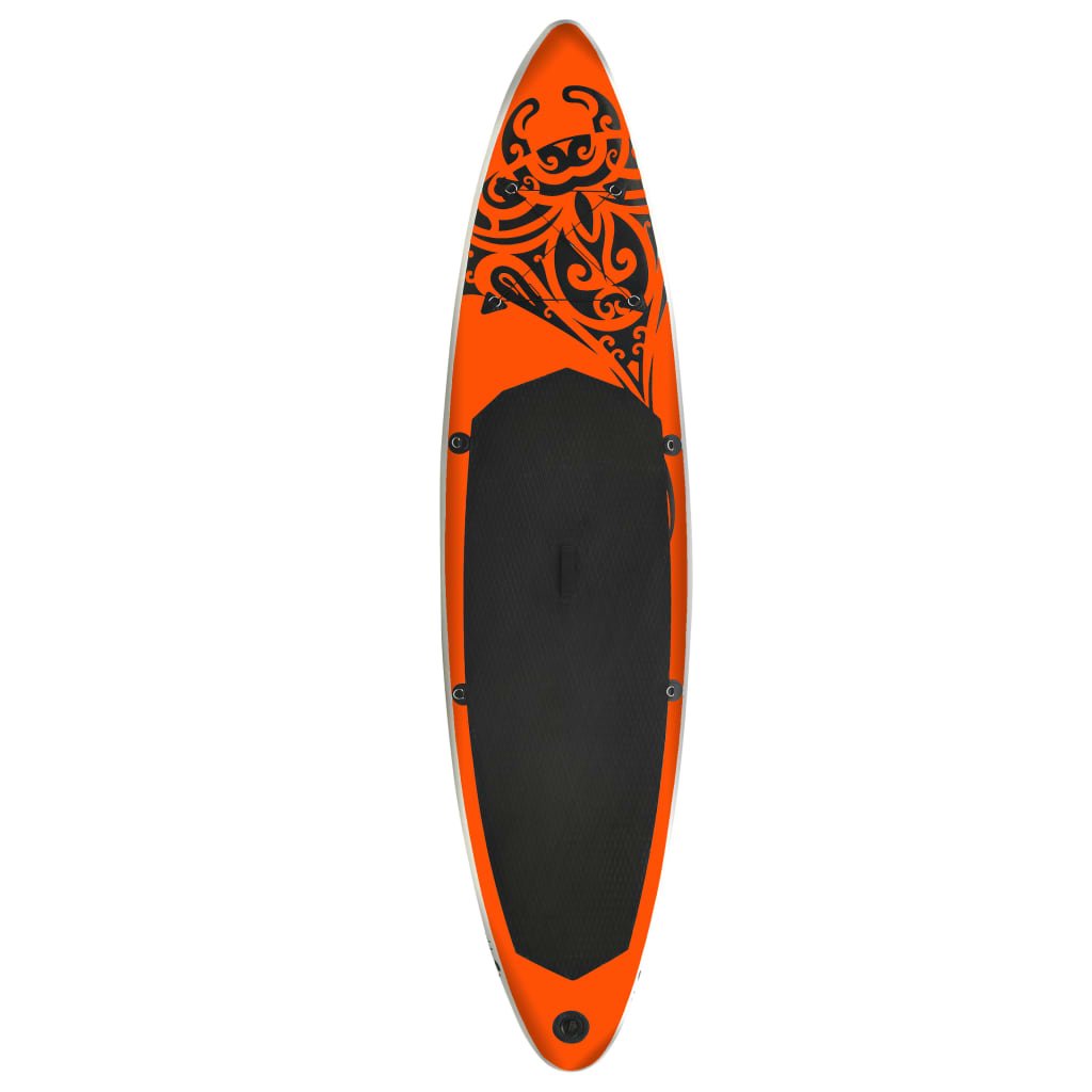 vidaXL Conjunto prancha de paddle SUP insuflável 366x76x15 cm laranja