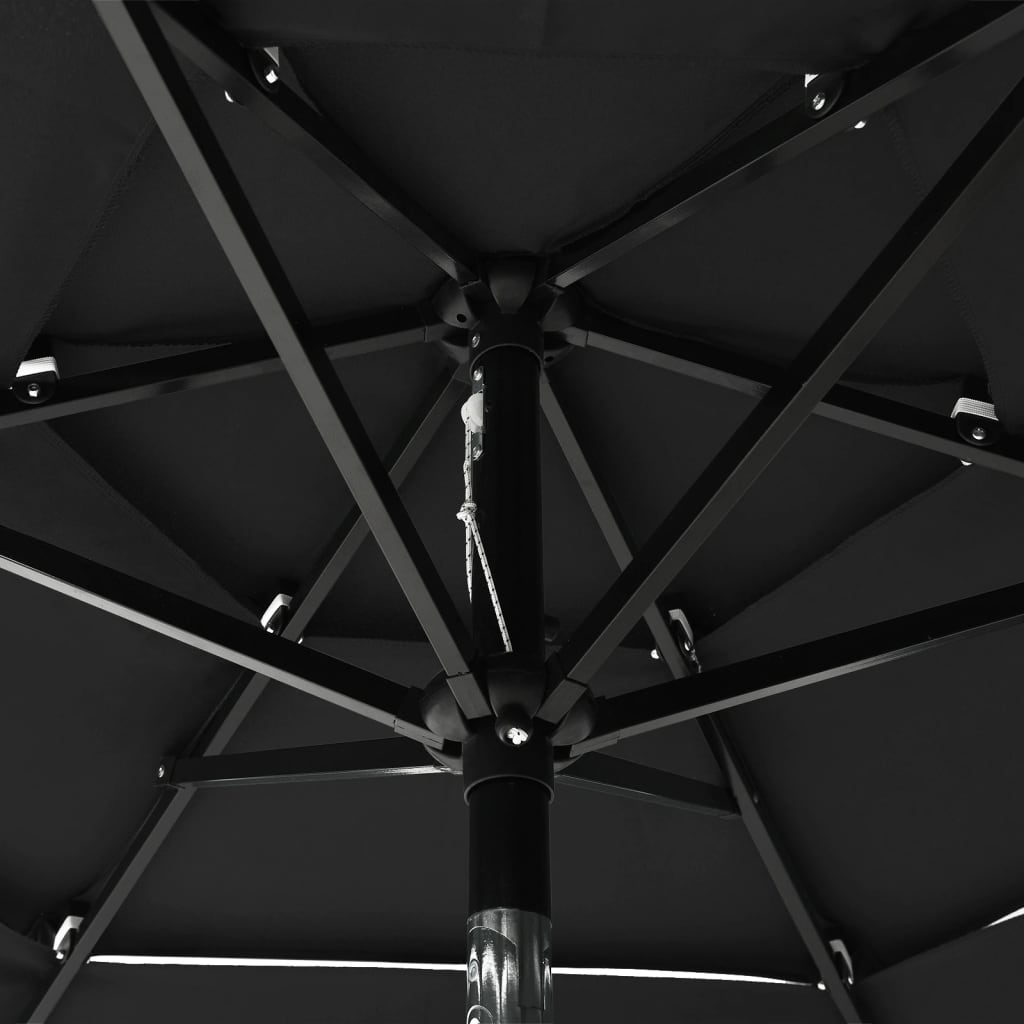 vidaXL Guarda-sol de 3 camadas com poste de alumínio 2 m preto