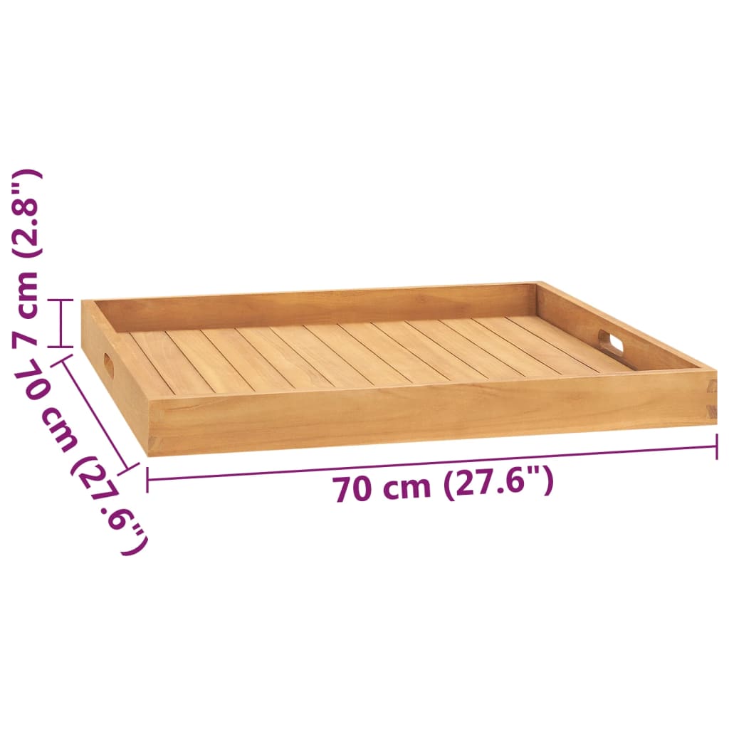 vidaXL Bandeja de servir 70 x 70 cm madeira de teca maciça