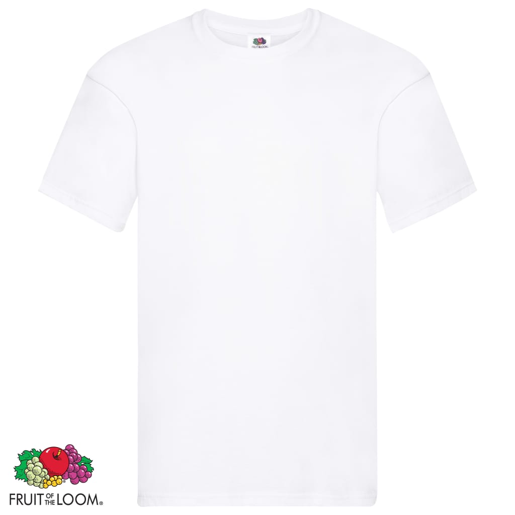 Fruit of the Loom T-shirts originais 5 pcs algodão 3XL branco