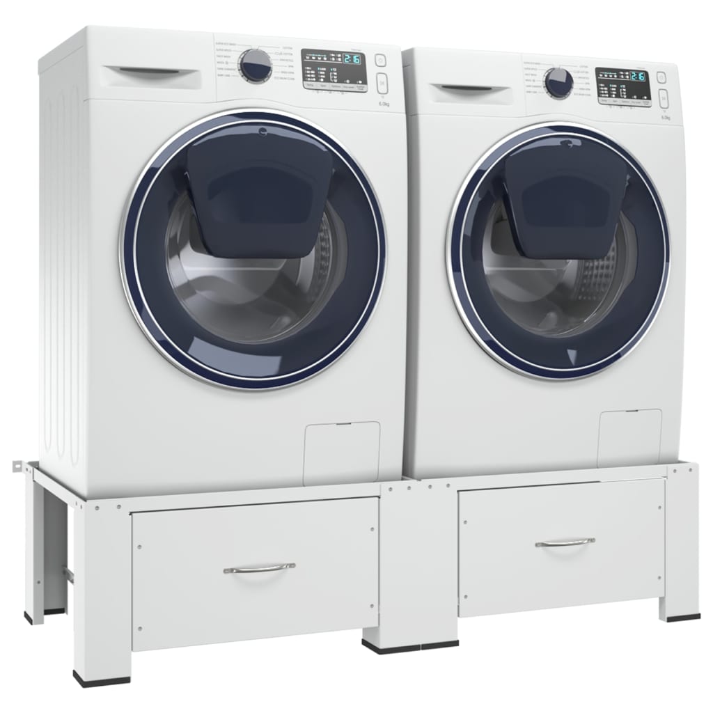 vidaXL Suporte duplo para máquina de lavar e secar c/ gavetas branco