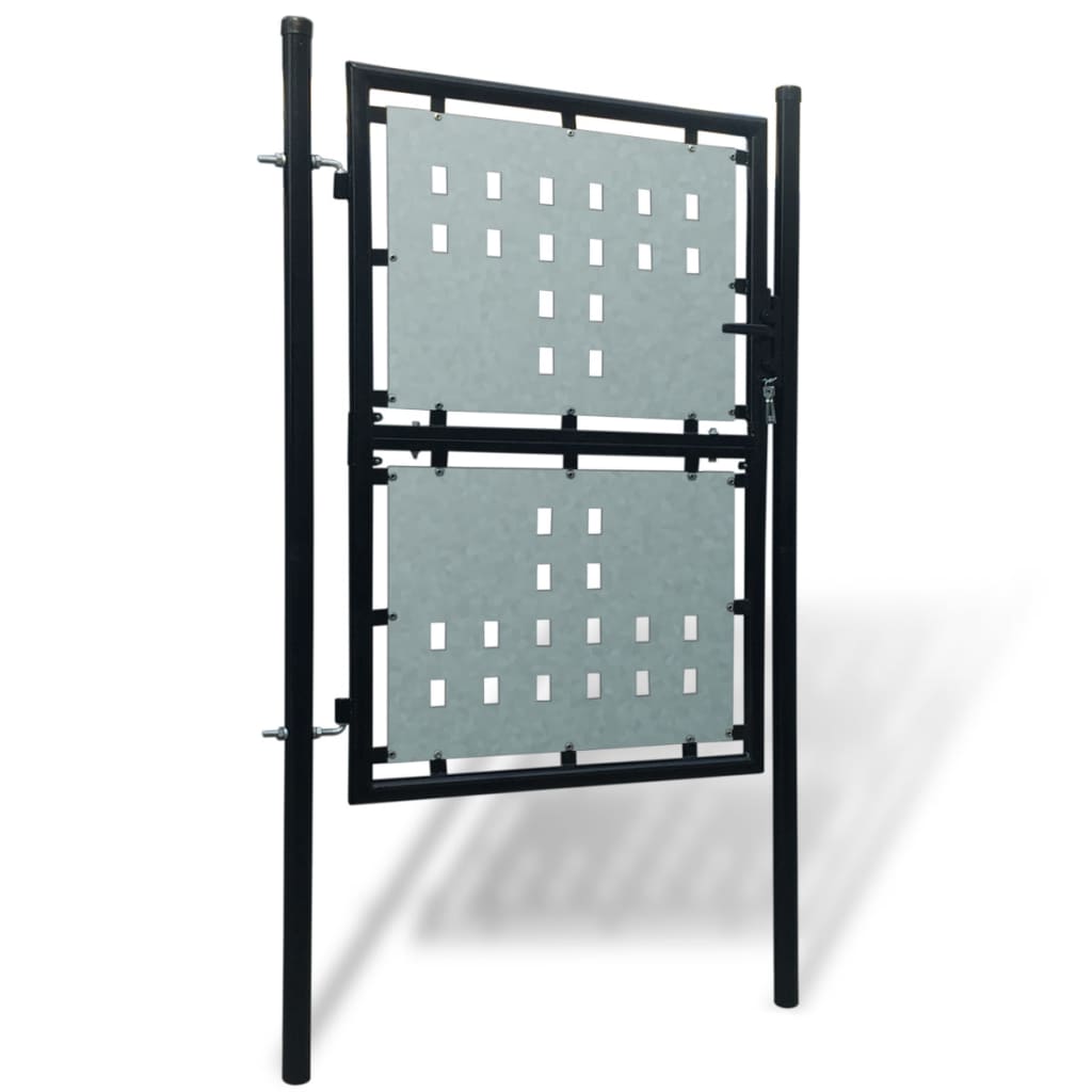 vidaXL Portão de cerca com porta única 100x200 cm preto