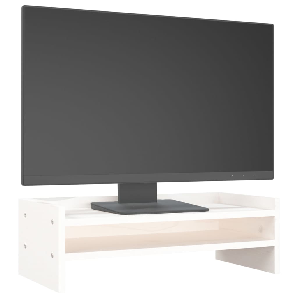 vidaXL Suporte para monitor 50x24x16 cm madeira de pinho maciça branco