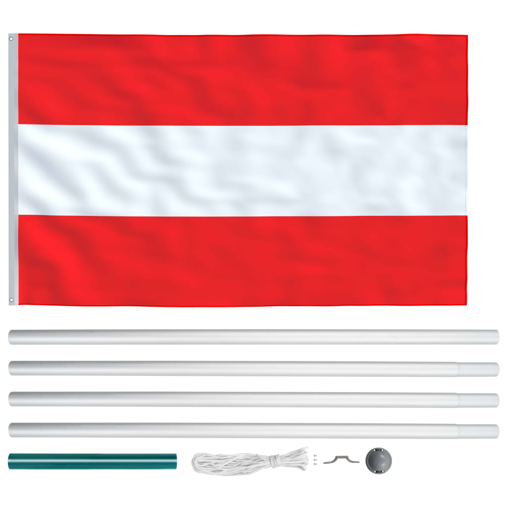 vidaXL Bandeira da Áustria com mastro de alumínio 6,2 m