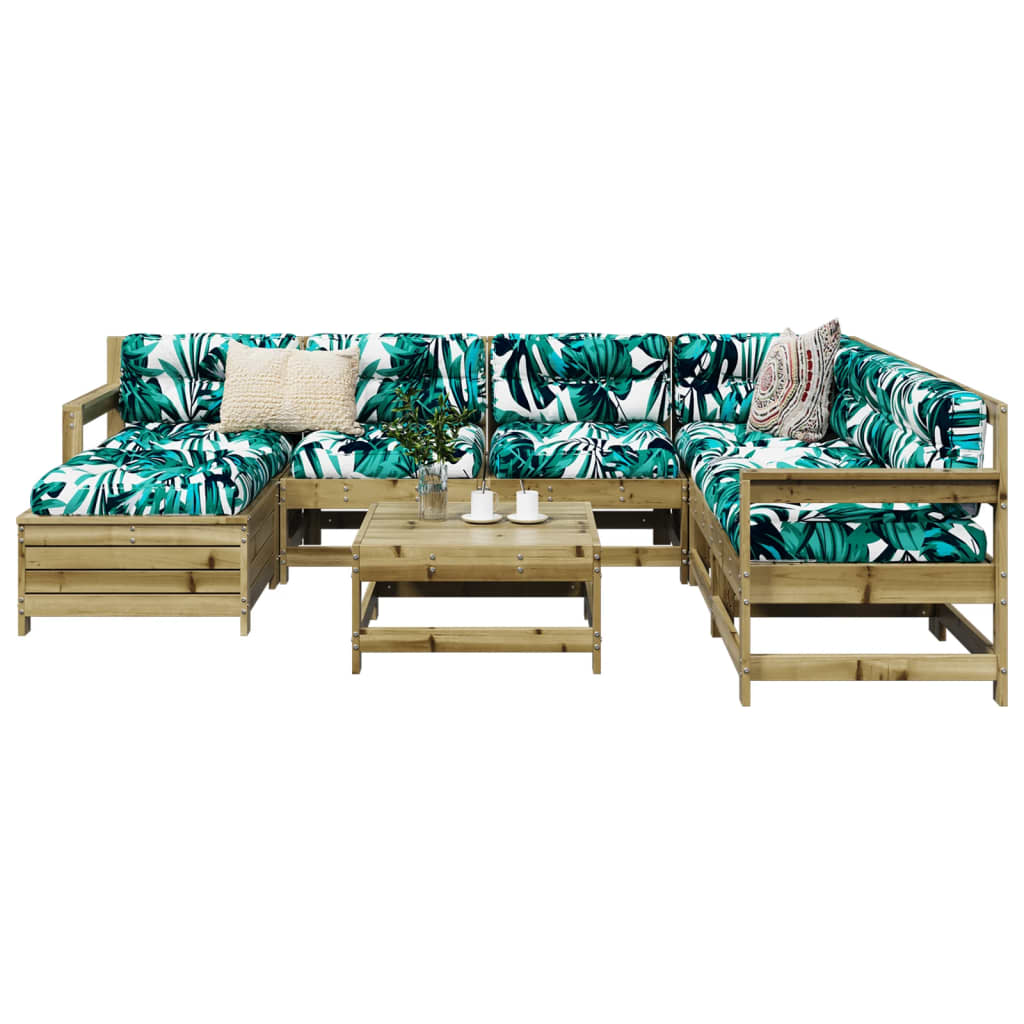 vidaXL 8 pcs conjunto sofás de jardim madeira de pinho impregnada