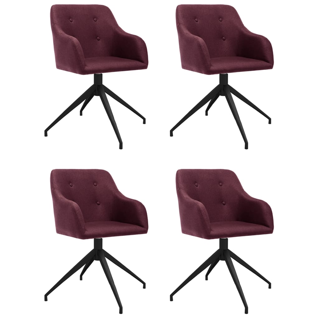 vidaXL Cadeiras de jantar giratórias 4 pcs tecido roxo