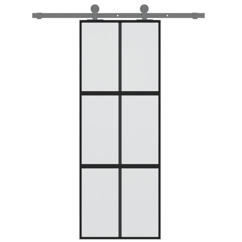 vidaXL Porta deslizante 76x205 cm vidro temperado e alumínio preto