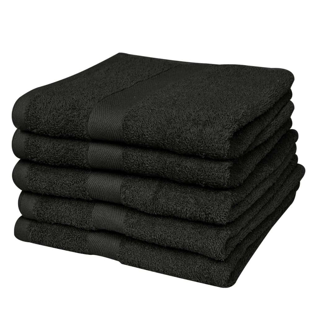 vidaXL Conjunto toalhas banho 5 pcs algodão 500 g. 70x140 cm preto