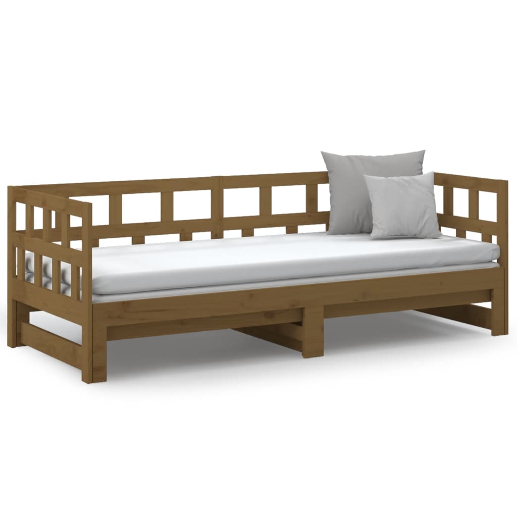 vidaXL Estrutura sofá-cama de puxar 2x(90x200) cm pinho castanho-mel