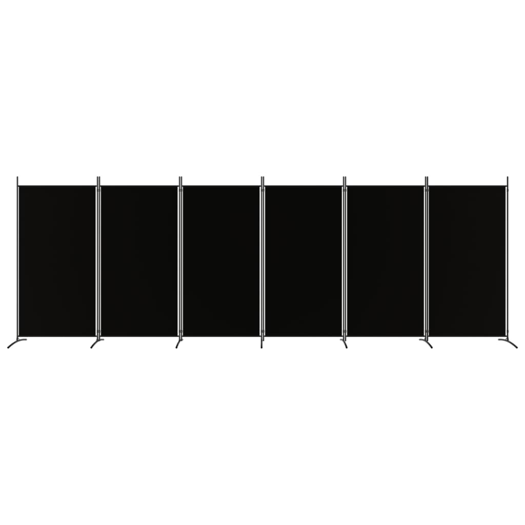 vidaXL Divisória de quarto com 6 painéis 520x180 cm tecido preto