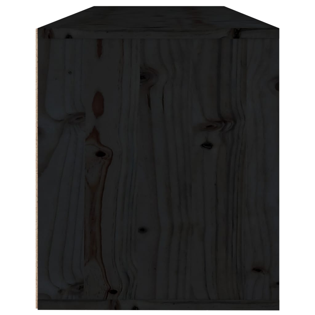 vidaXL Armário de parede 100x30x35 cm madeira de pinho maciça preto