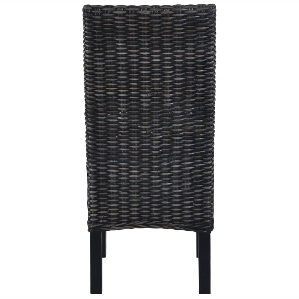 vidaXL Cadeiras de jantar 4 pcs vime Kubu e madeira mangueira preto