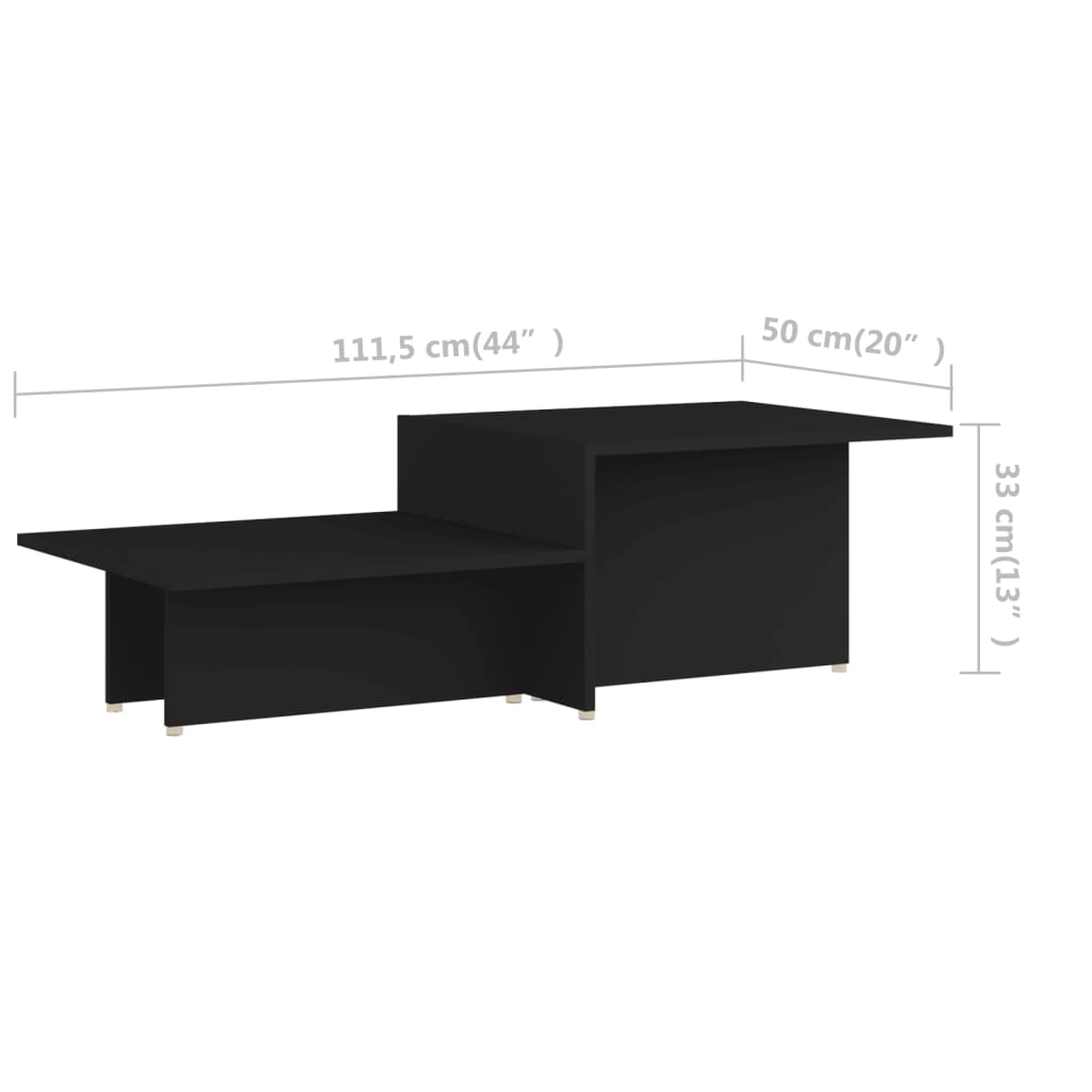 vidaXL Mesa de centro 111,5x50x33 cm madeira processada preto