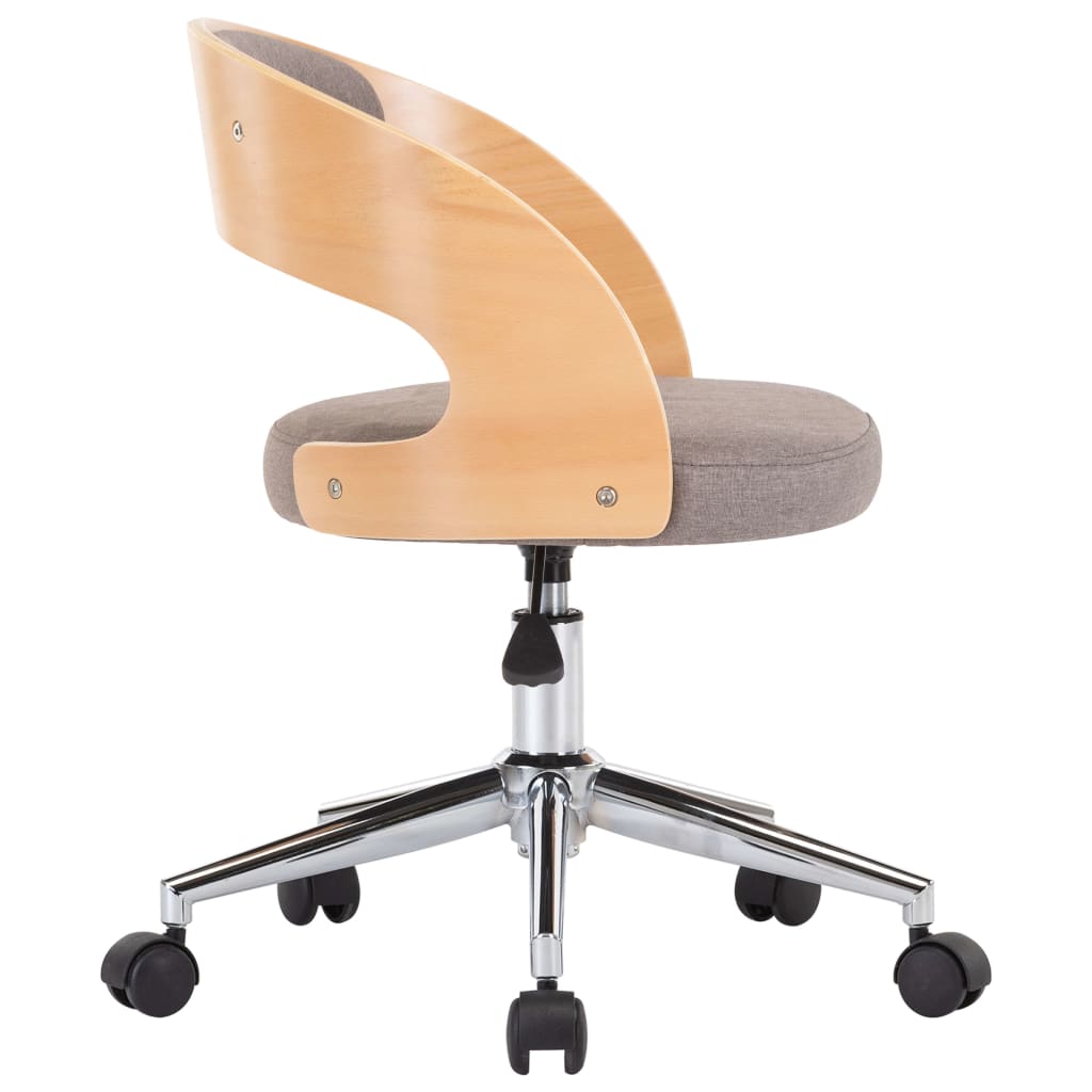 vidaXL Cadeira escritório giratória madeira/tecido cinza-acastanhado