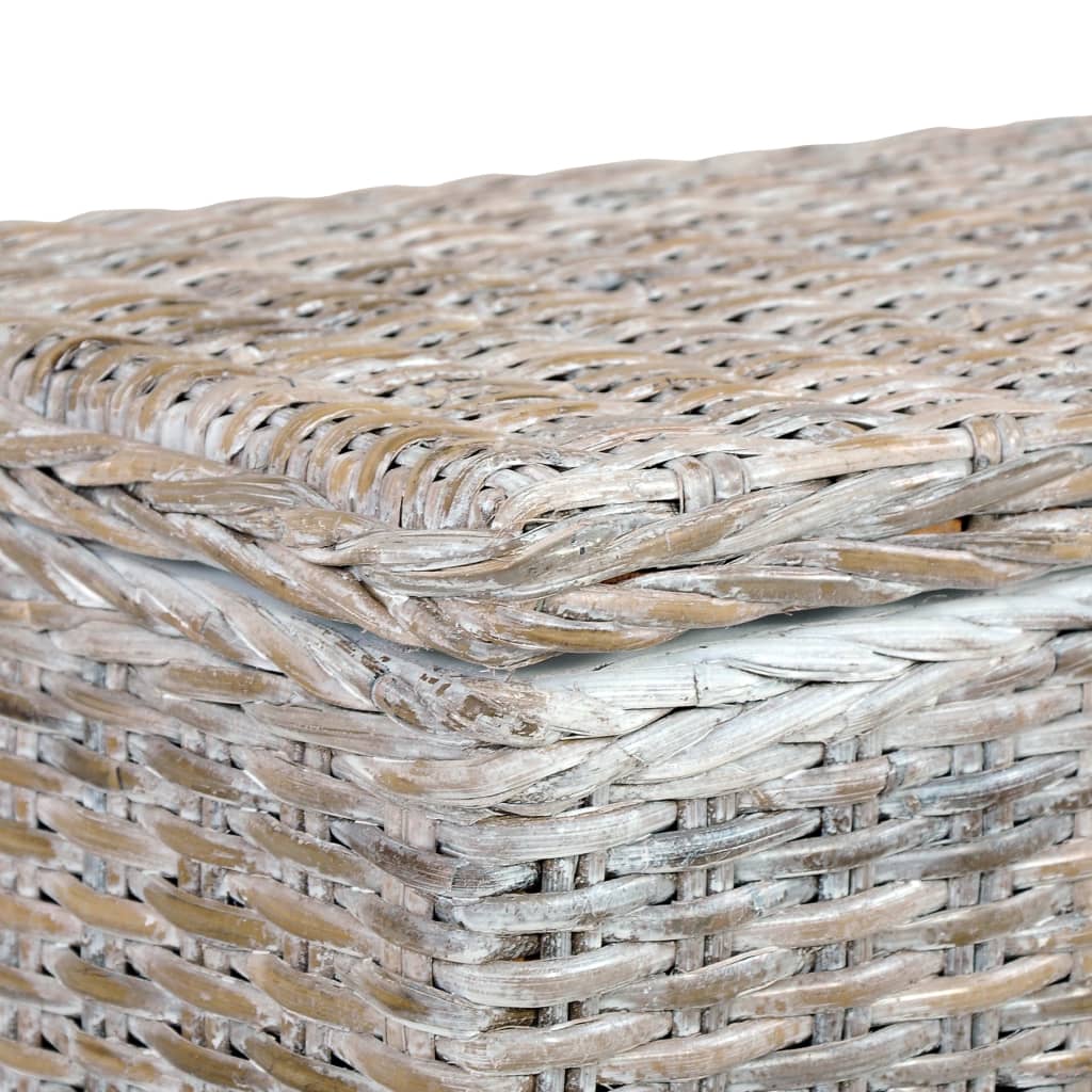 vidaXL Caixa arrumação 120 cm vime Kubu e madeira de mangueira branco