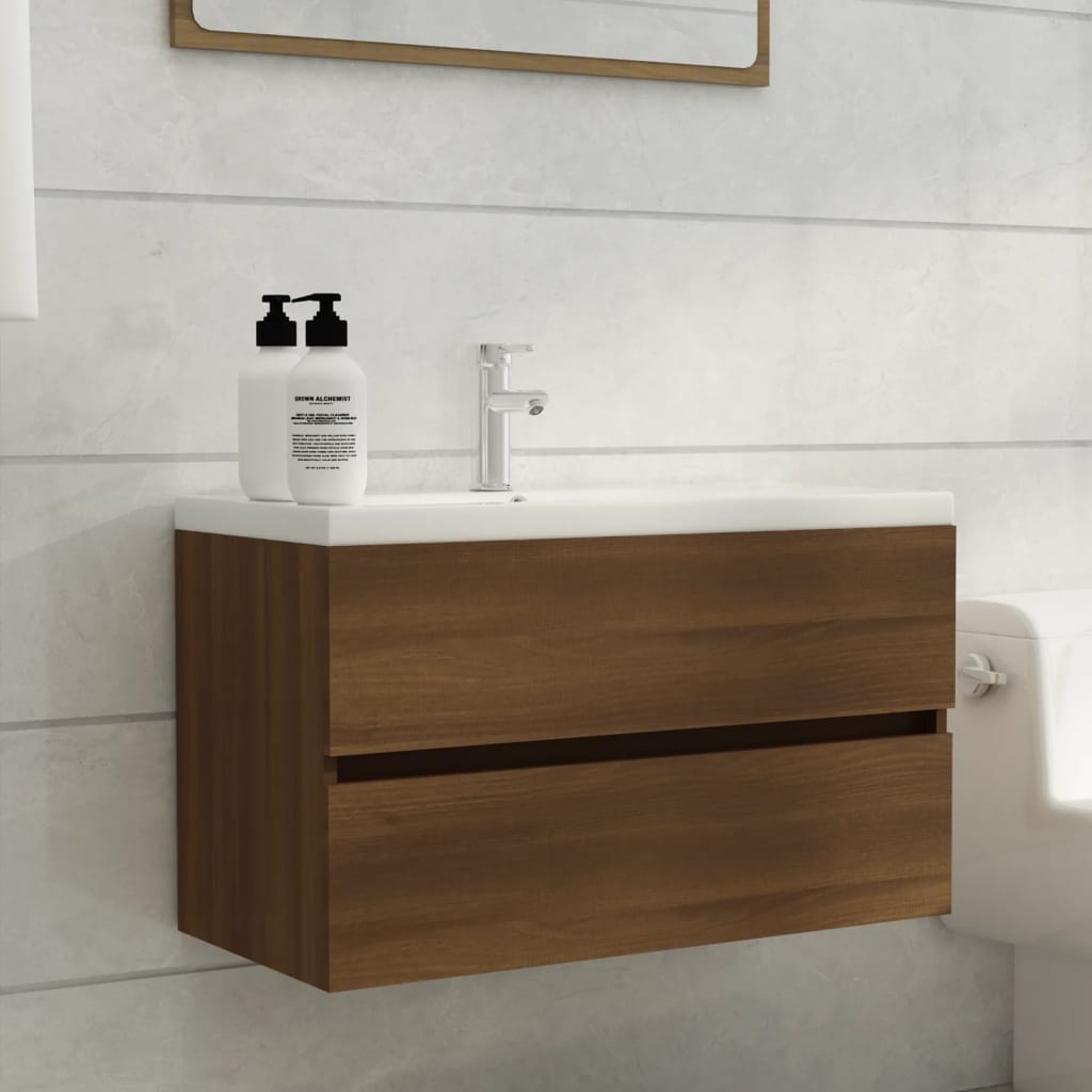 vidaXL Móvel p/ lavatório 80x38,5x45cm derivado madeira carvalho cast.