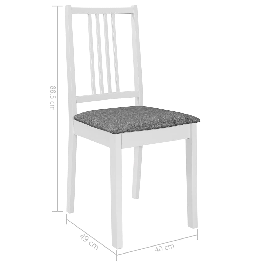 vidaXL Cadeiras de jantar com almofadões 4 pcs madeira maciça branco
