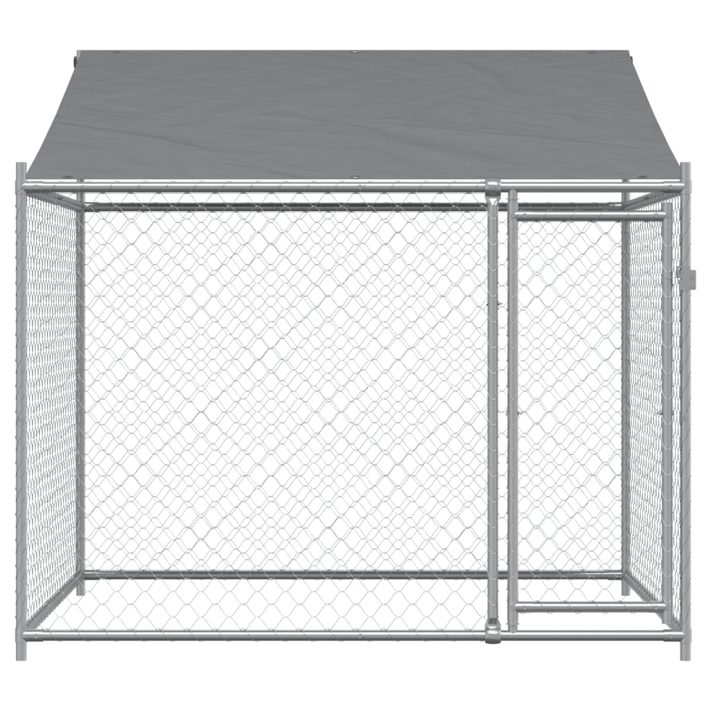 vidaXL Jaula para cão com telhado/porta 2x2x2 m aço galvanizado cinza