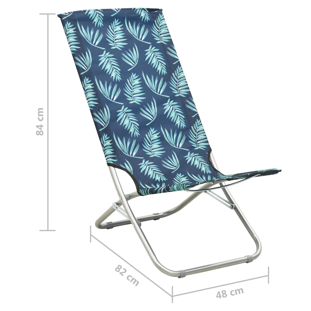 vidaXL Cadeiras de praia dobráveis 2 pcs tecido padrão de folhas