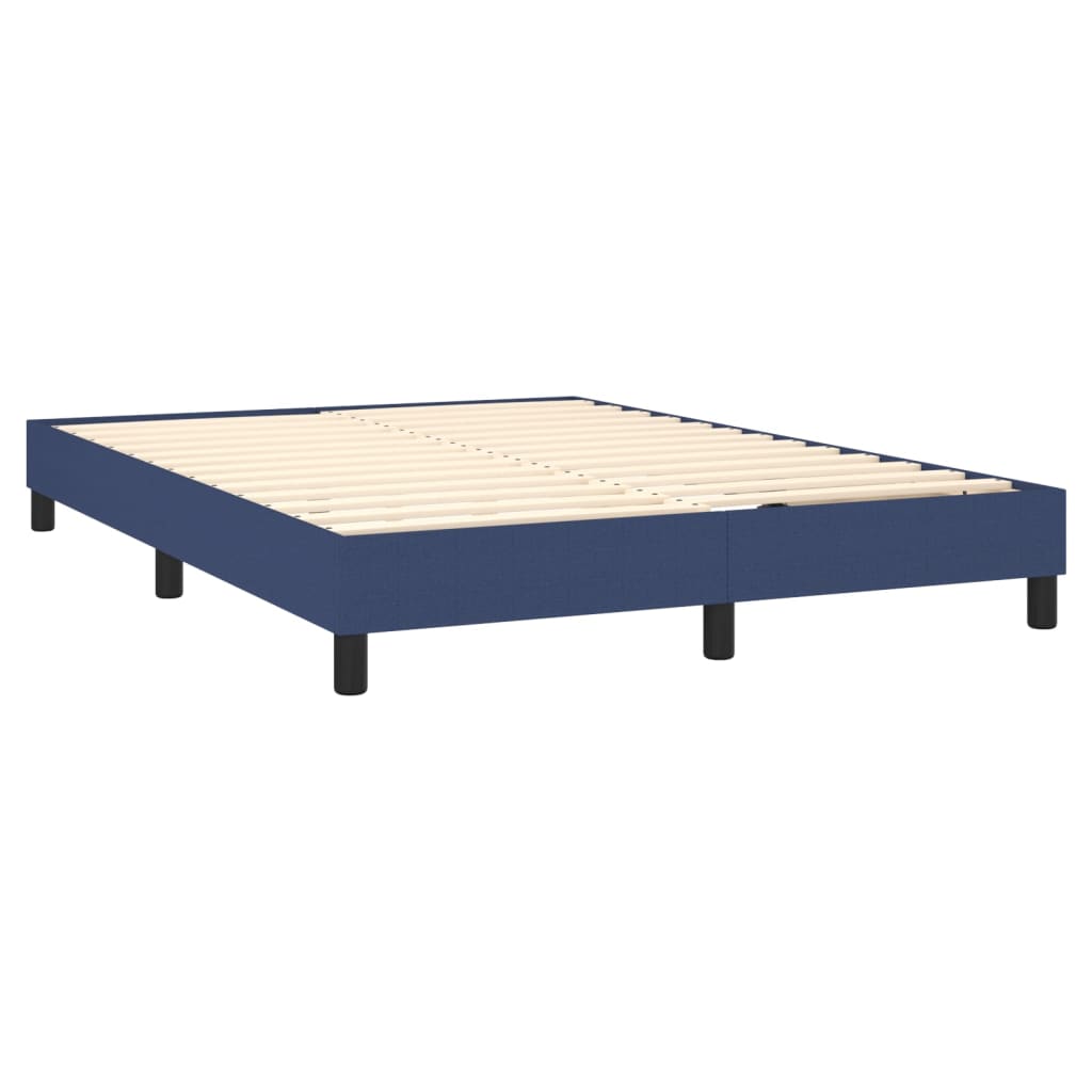 vidaXL Estrutura de cama com molas 140x190 cm tecido azul