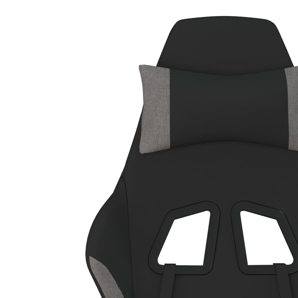 vidaxL Cadeira de gaming com apoio de pés tecido preto e cinza-claro