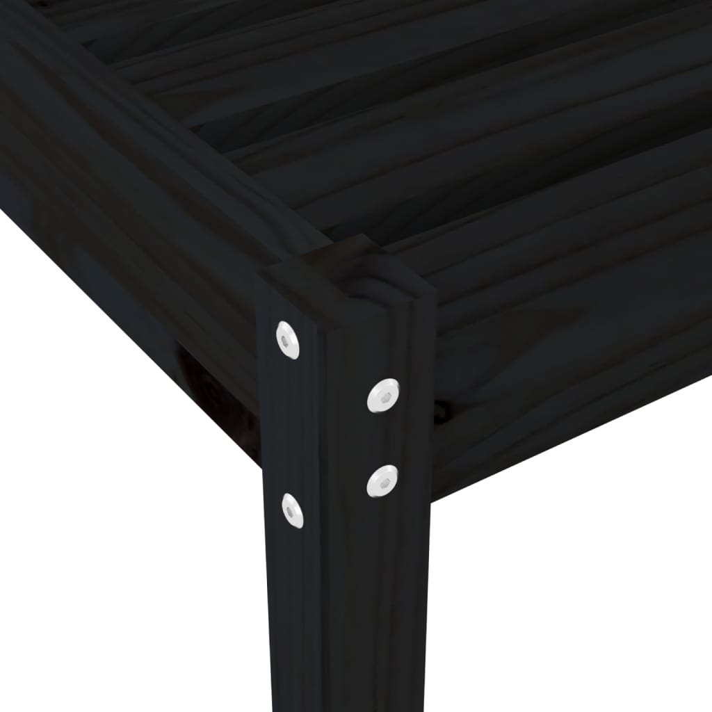 vidaXL Espreguiçadeiras 2 pcs com mesa preto madeira de pinho maciça