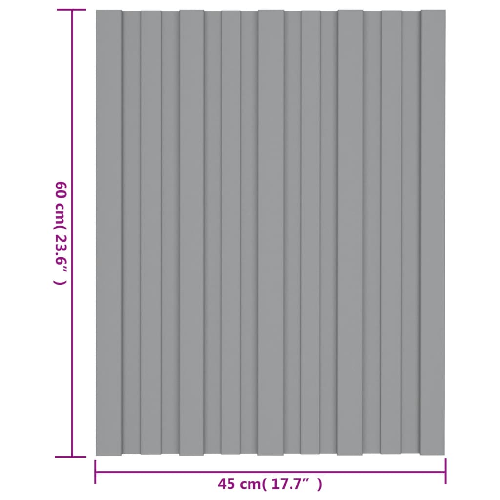 vidaXL Painel de telhado 12 pcs 60x45 cm aço galvanizado cinzento