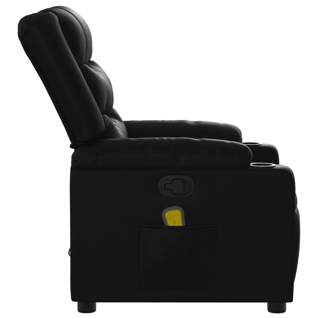 vidaXL Poltrona de massagens reclinável couro artificial preto