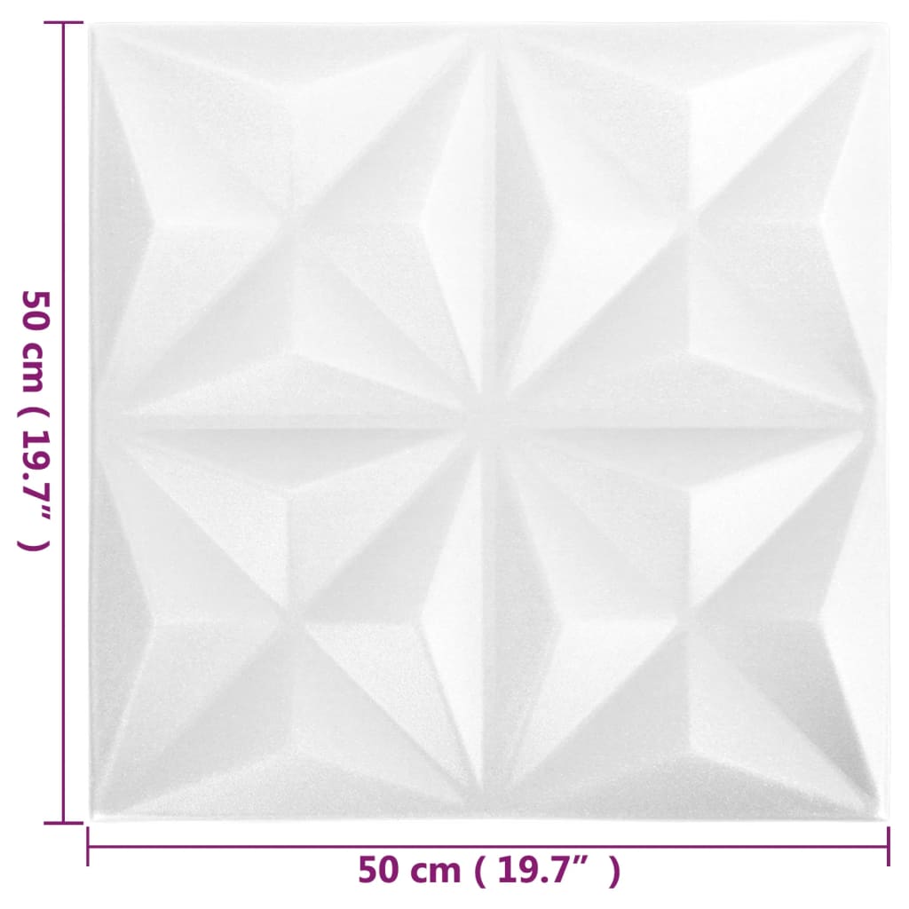 vidaXL Painéis de parede 3D 48 pcs 50x50 cm 12 m² origami branco