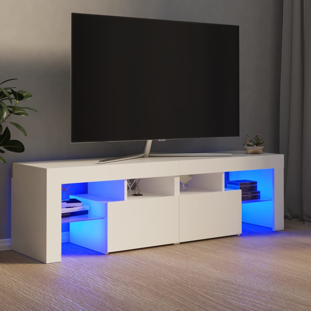 vidaXL Móvel de TV com luzes LED 140x36,5x40 cm branco