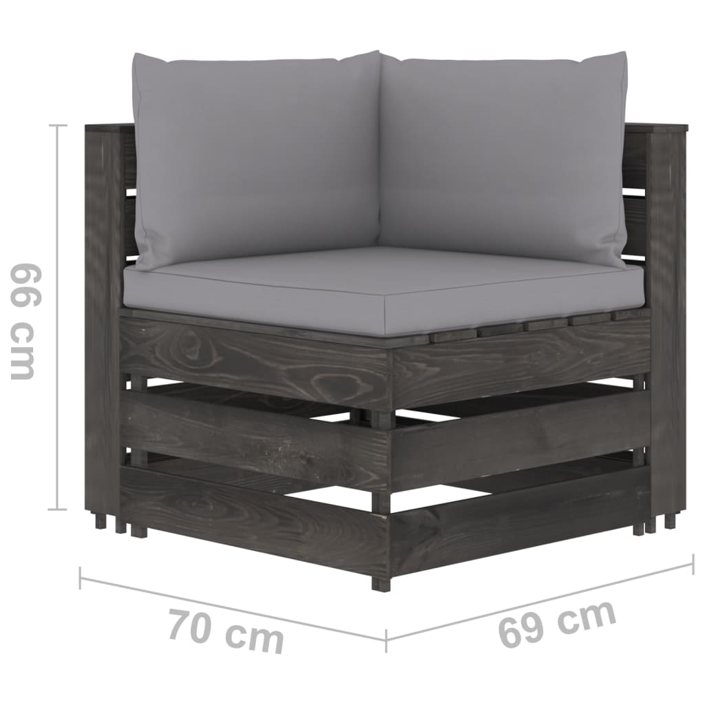 vidaXL 5 pcs conj. lounge jardim + almofadões madeira impreg. cinzento
