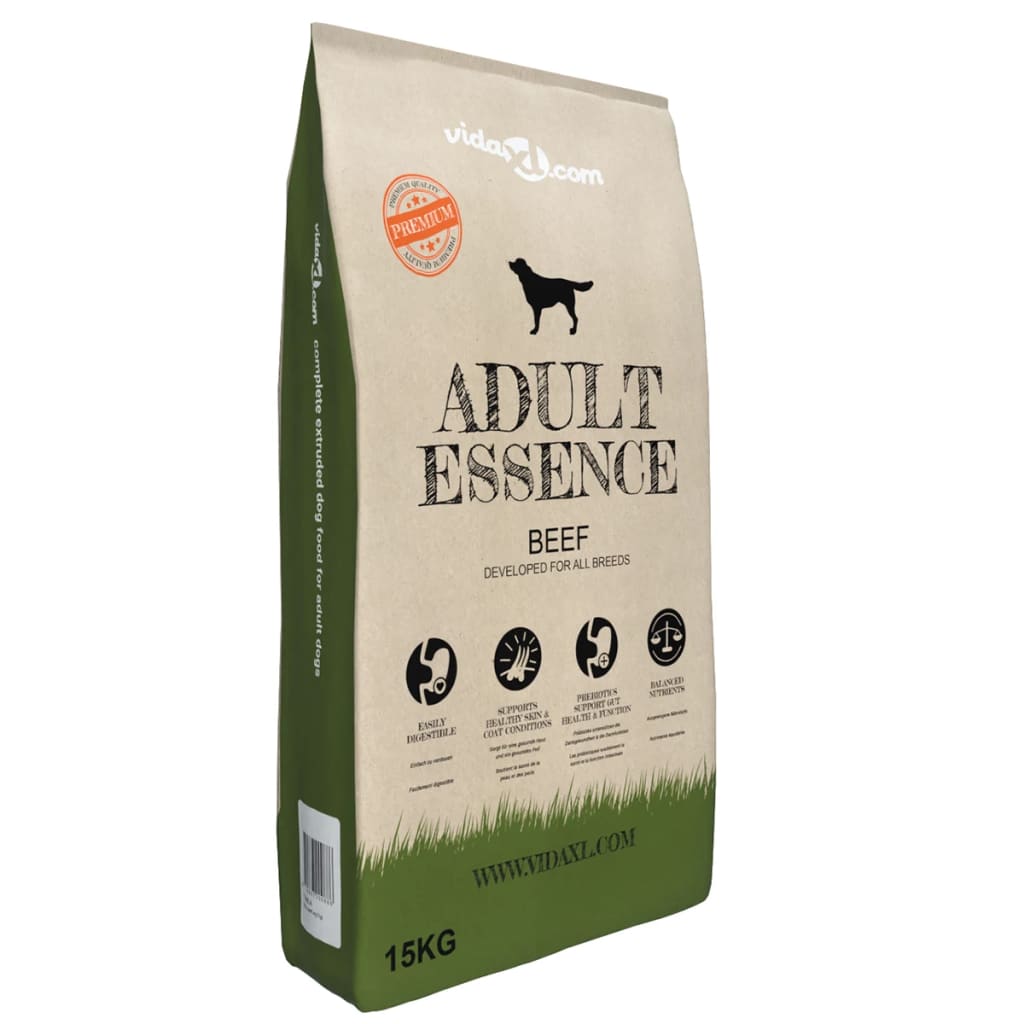 vidaXL Ração premium para cães Adult Essence Beef 15 kg