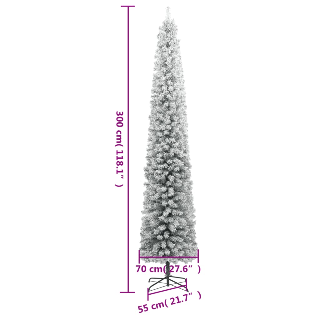 vidaXL Árvore de Natal fina com 300 luzes LED e flocos de neve 300 cm
