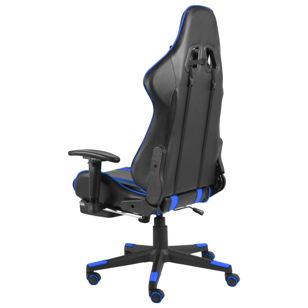 vidaXL Cadeira de gaming giratória com apoio de pés PVC azul
