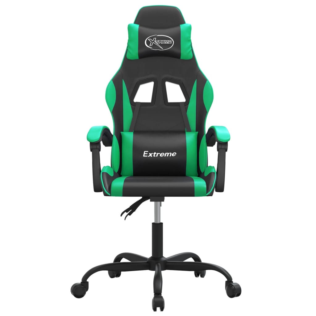 vidaXL Cadeira gaming couro artificial preto e verde