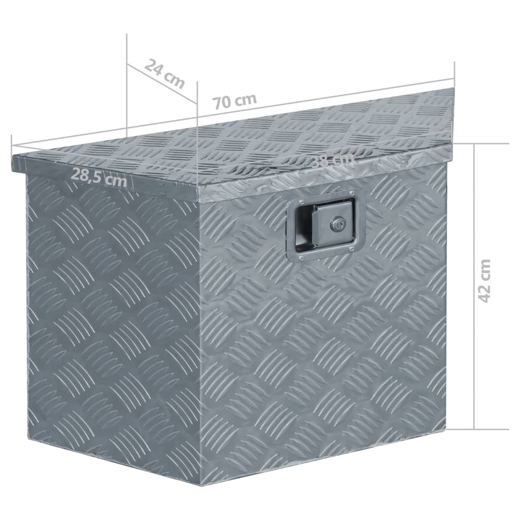 vidaXL Caixa de alumínio 70x24x42 cm trapezoidal prateado