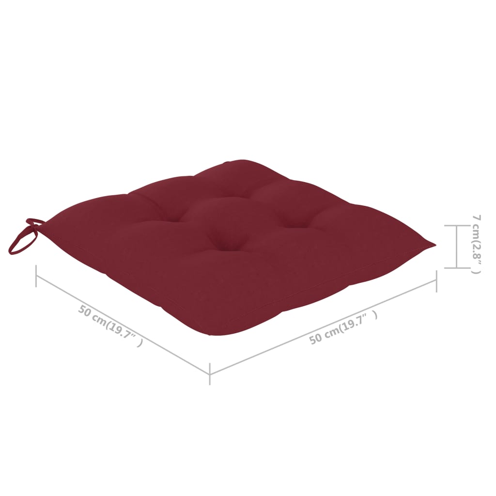 vidaXL Cadeira de baloiço com almofadão vermelho tinto teca maciça