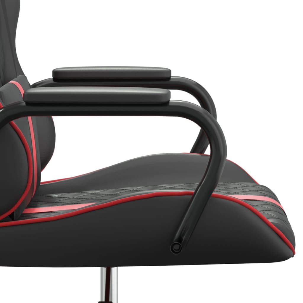 vidaXL Cadeira gaming de massagens couro artificial preto e vermelho