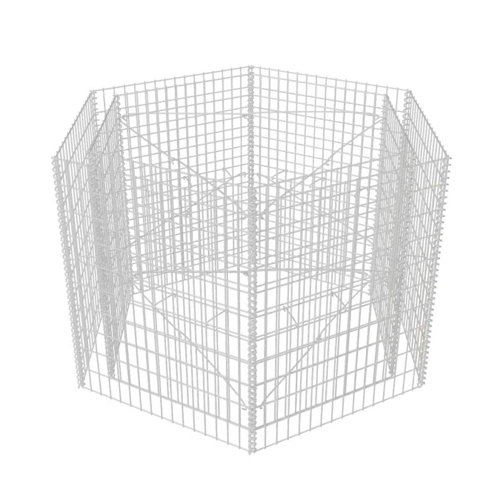 vidaXL Canteiro elevado/cesto gabião hexagonal 160x140x100 cm