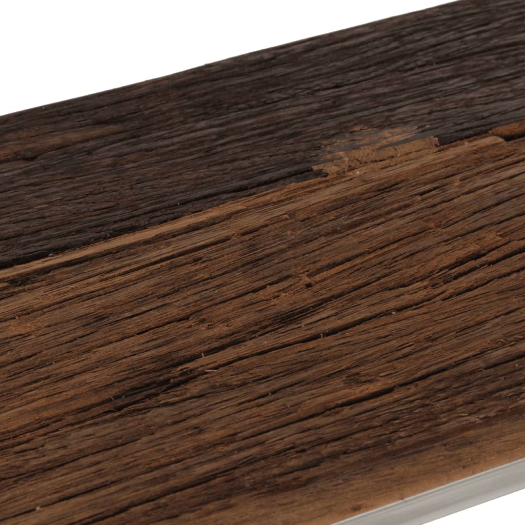 vidaXL Mesa consola aço inoxidável/madeira ferroviária maciça prateado