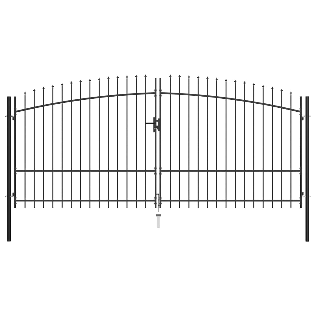 vidaXL Portão de cerca com porta dupla e topo em lanças 400x225 cm