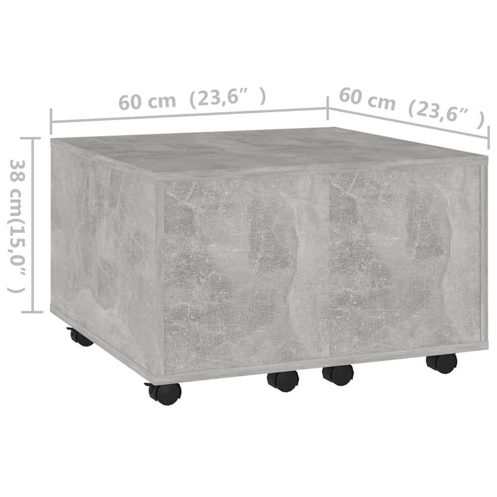 vidaXL Mesa de centro 60x60x38 cm contraplacado cinzento cimento