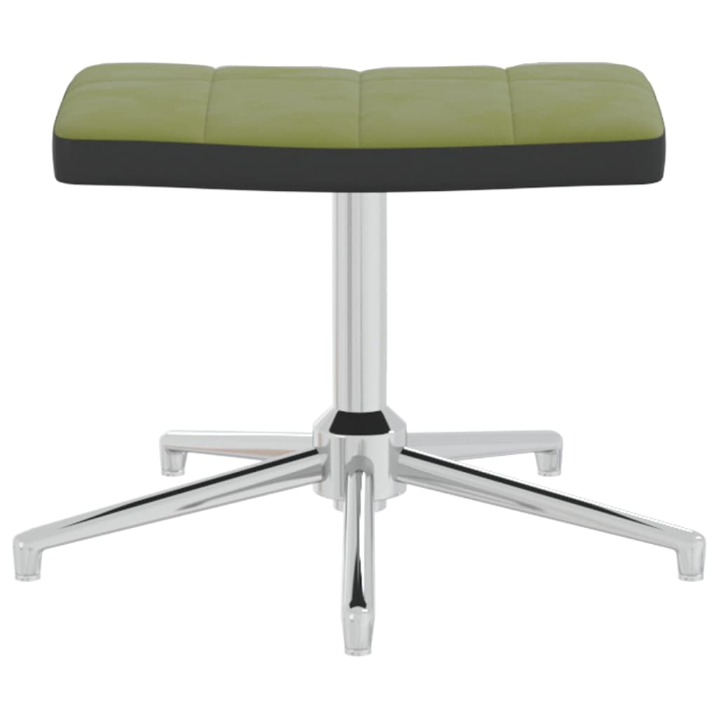 vidaXL Cadeira de descanso com banco PVC e veludo verde-claro